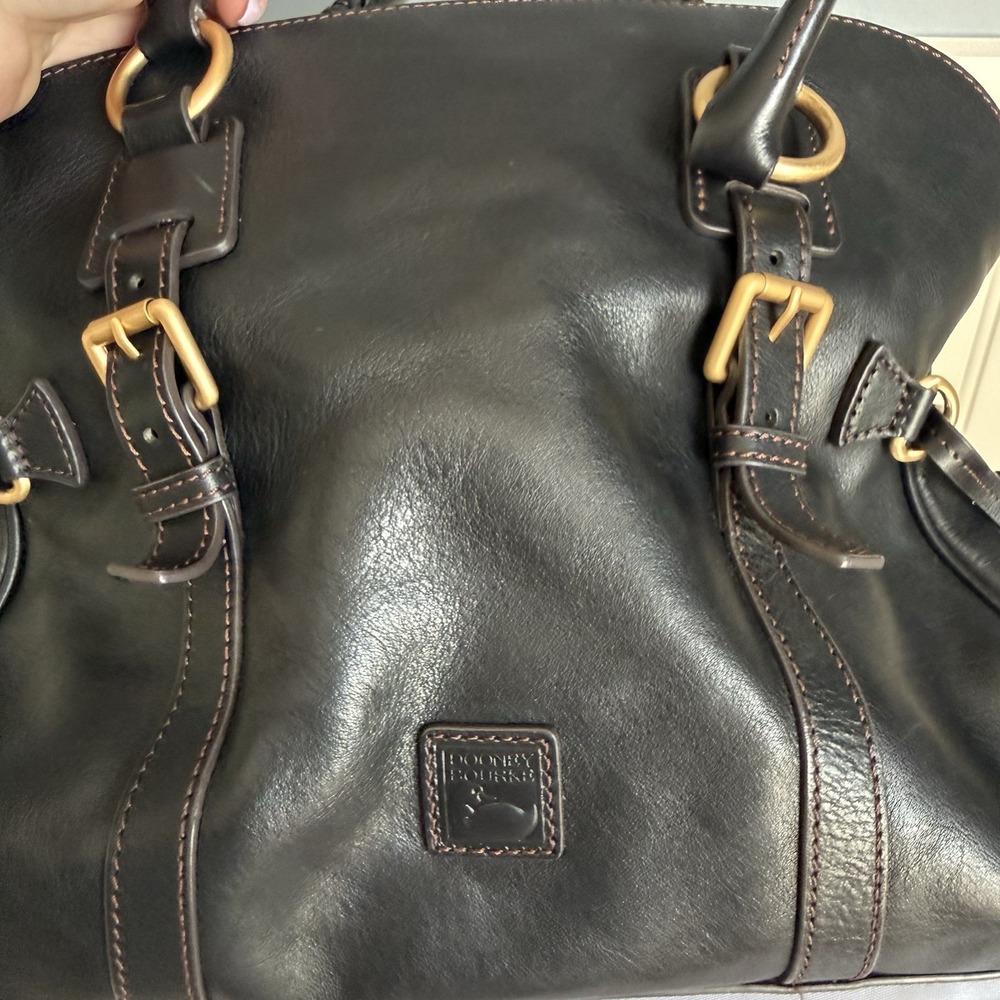 DOONEY & BOURKE Florentine Domed Buckle Satchel Shoulder Bag Purse Black Tassel - Picture 9 of 15